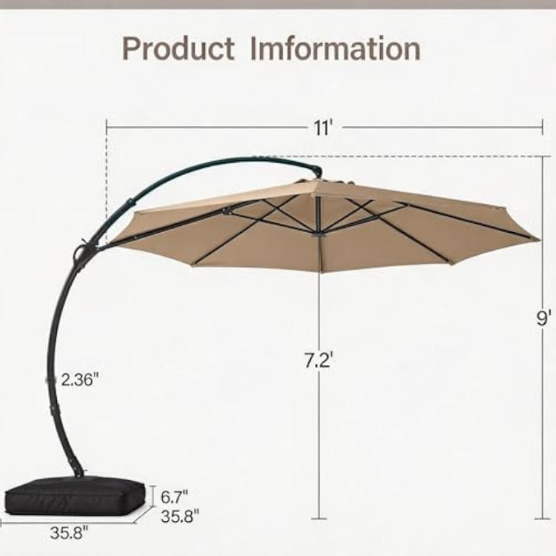 Curvy Rotating Offset Cantilever Patio Umbrella with Base