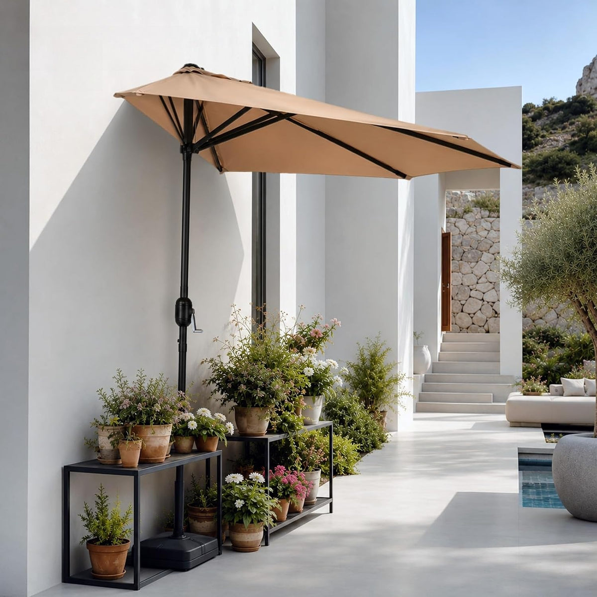 9FT Half Balcony Patio Umbrella