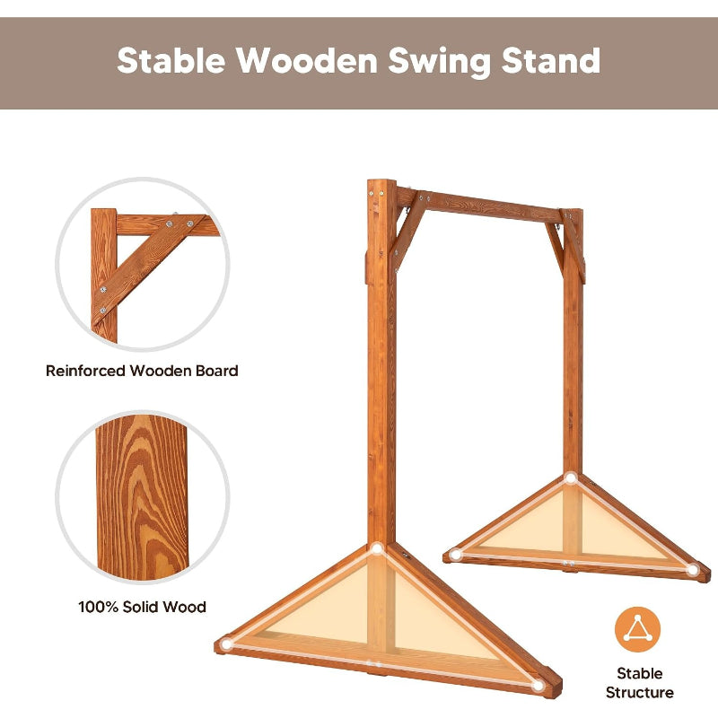 Heavy‑Duty Wooden Porch Swing Bench Stand