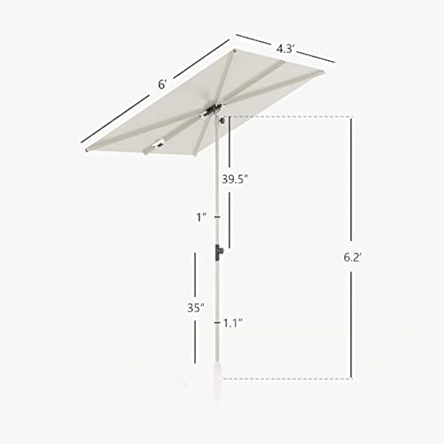 Rotating Rectangular Balcony Patio Umbrella