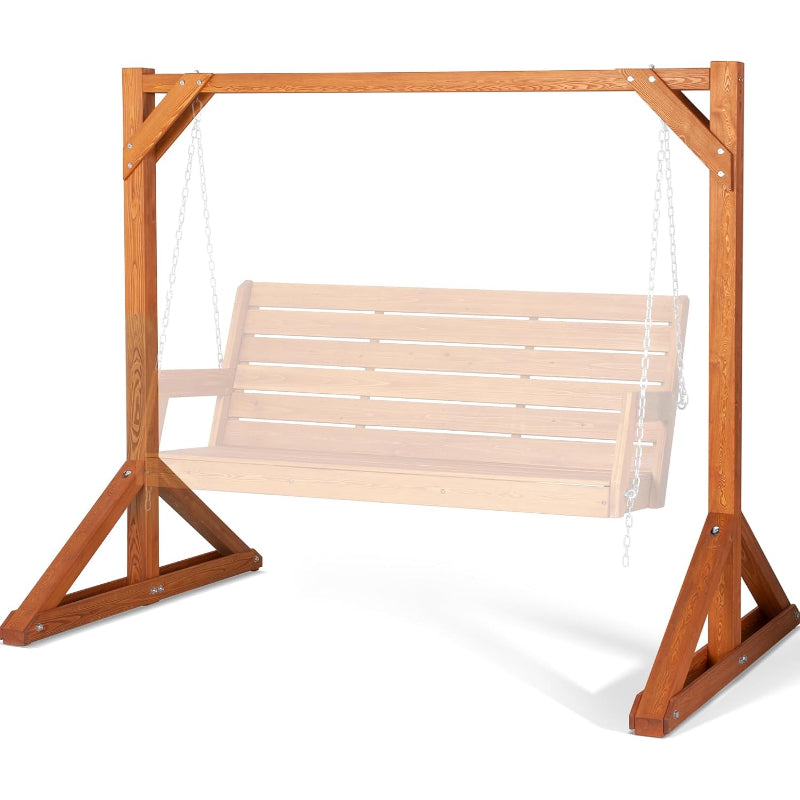 Heavy‑Duty Wooden Porch Swing Bench Stand
