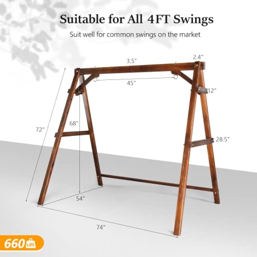 Rustic Wooden Porch Swing Frame