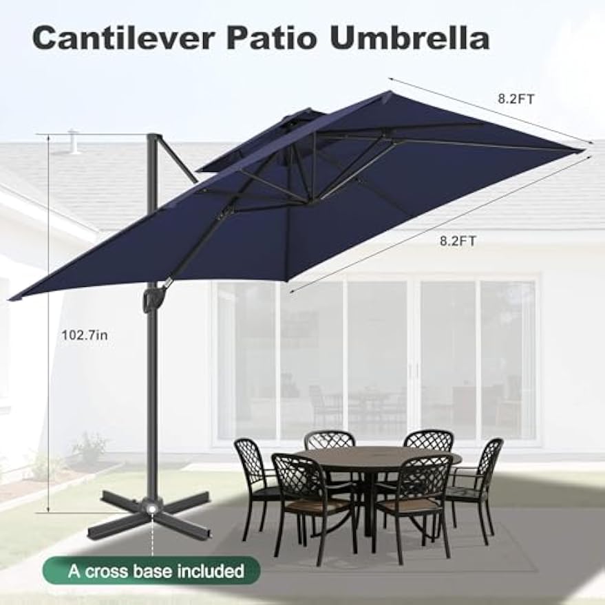 Rotating Square Offset Cantilever Patio Umbrella