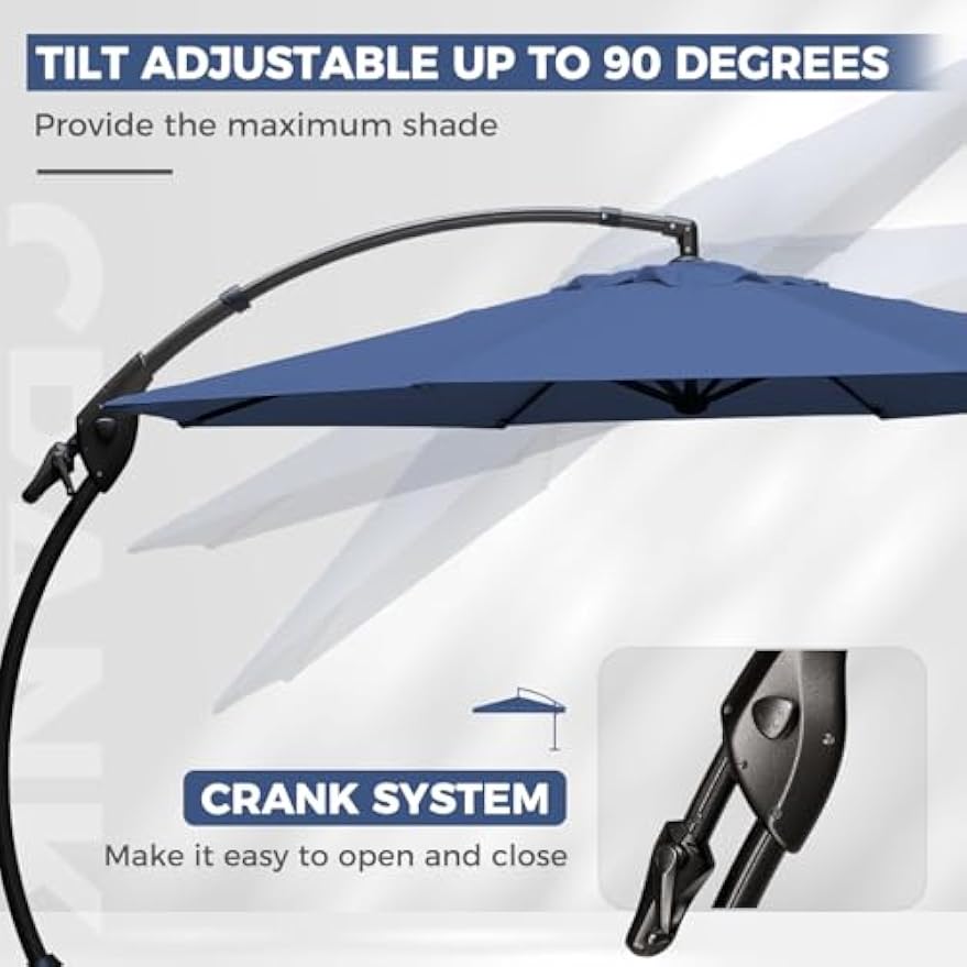 12FT Round Offset Cantilever Patio Umbrella with Base & Cover