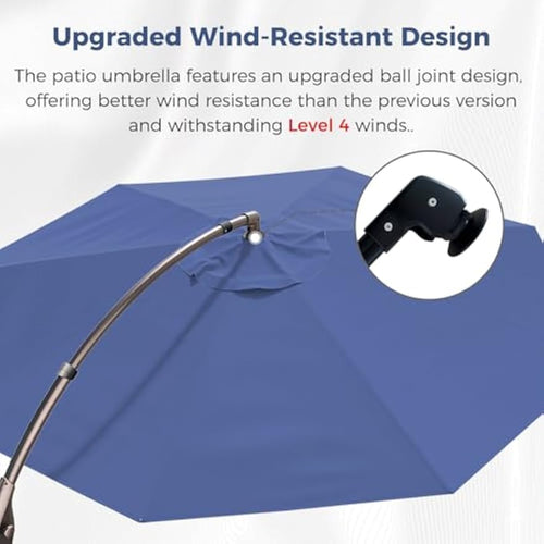 12FT Round Offset Cantilever Patio Umbrella with Base & Cover