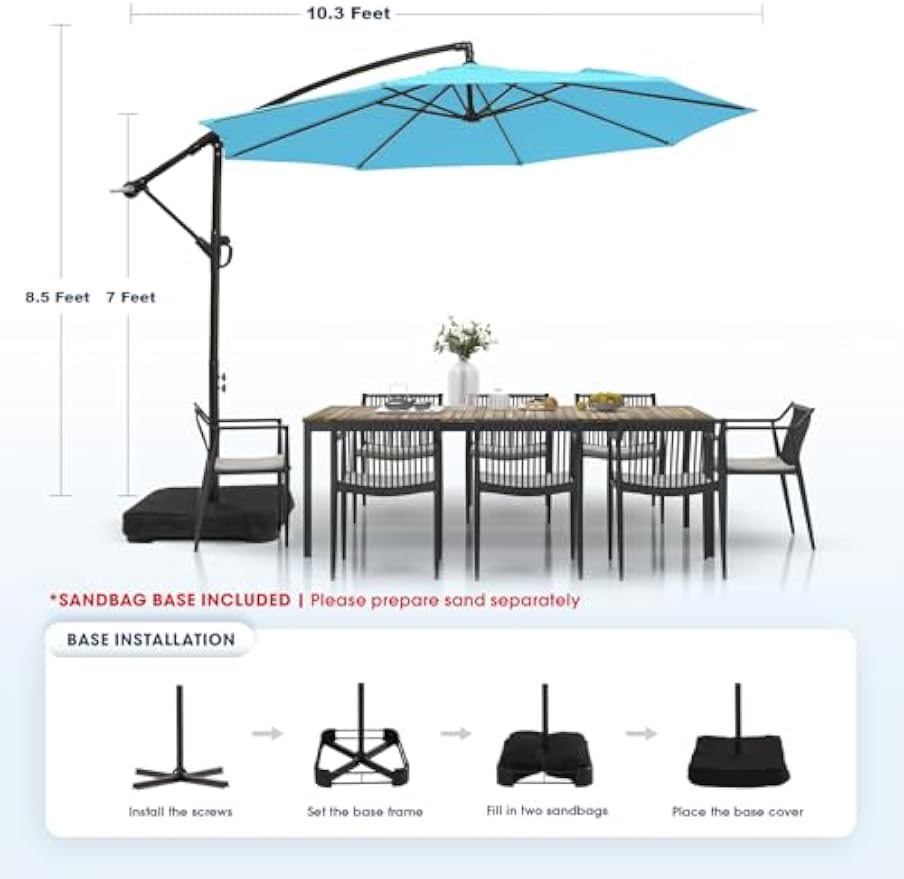 Offset Cantilever Patio Umbrella with Sandbag Base