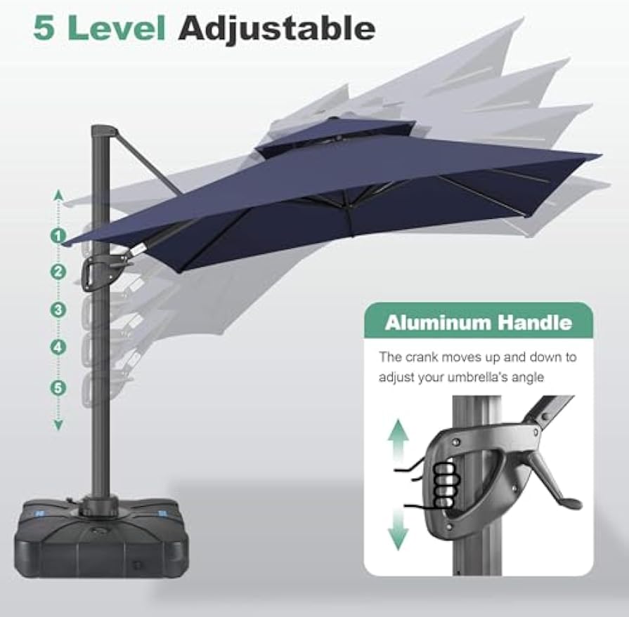 Rotating Square Offset Cantilever Patio Umbrella