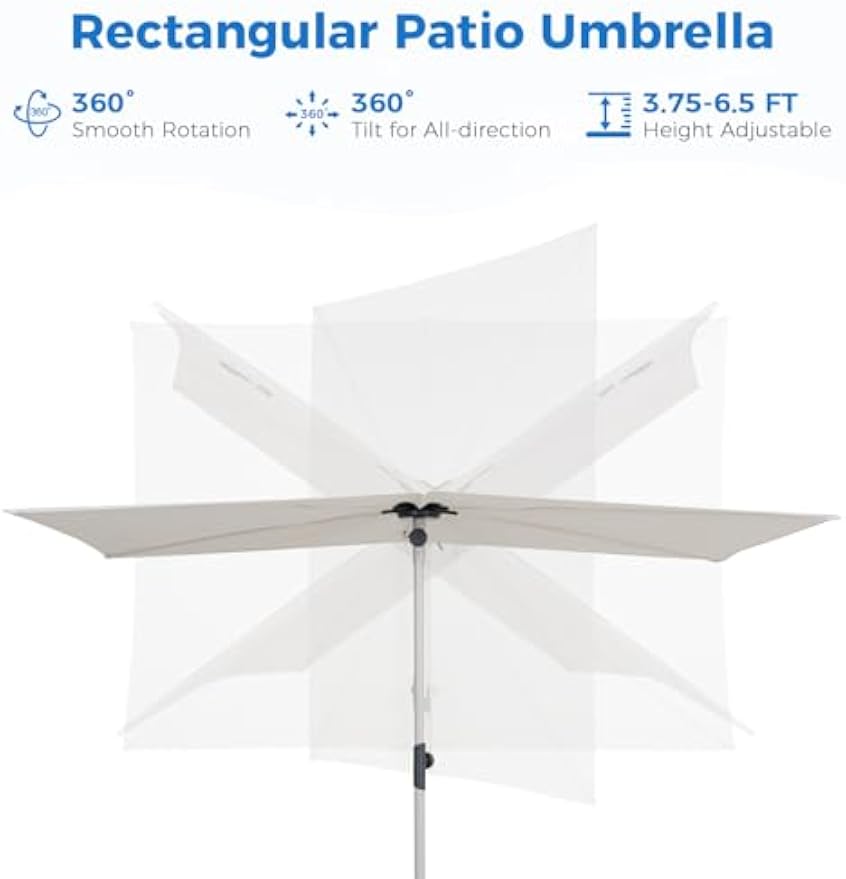 Rotating Rectangular Balcony Patio Umbrella