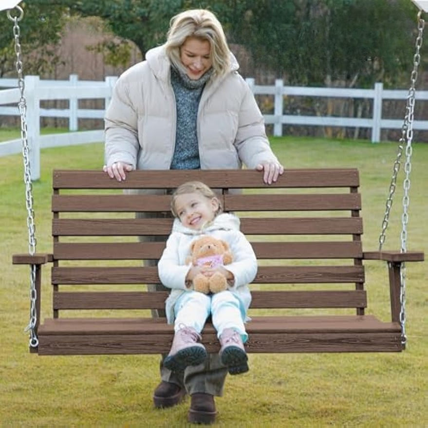 Outdoor Hanging Porch Swing with Cup Holders