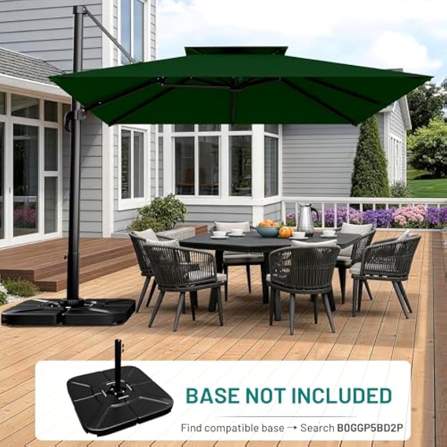 Double‑Top Rotating Square Offset Cantilever Patio Umbrella