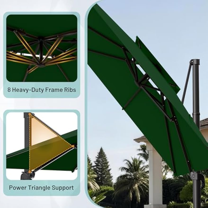 Double‑Top Rotating Square Offset Cantilever Patio Umbrella