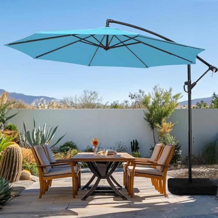 Offset Cantilever Patio Umbrella with Sandbag Base