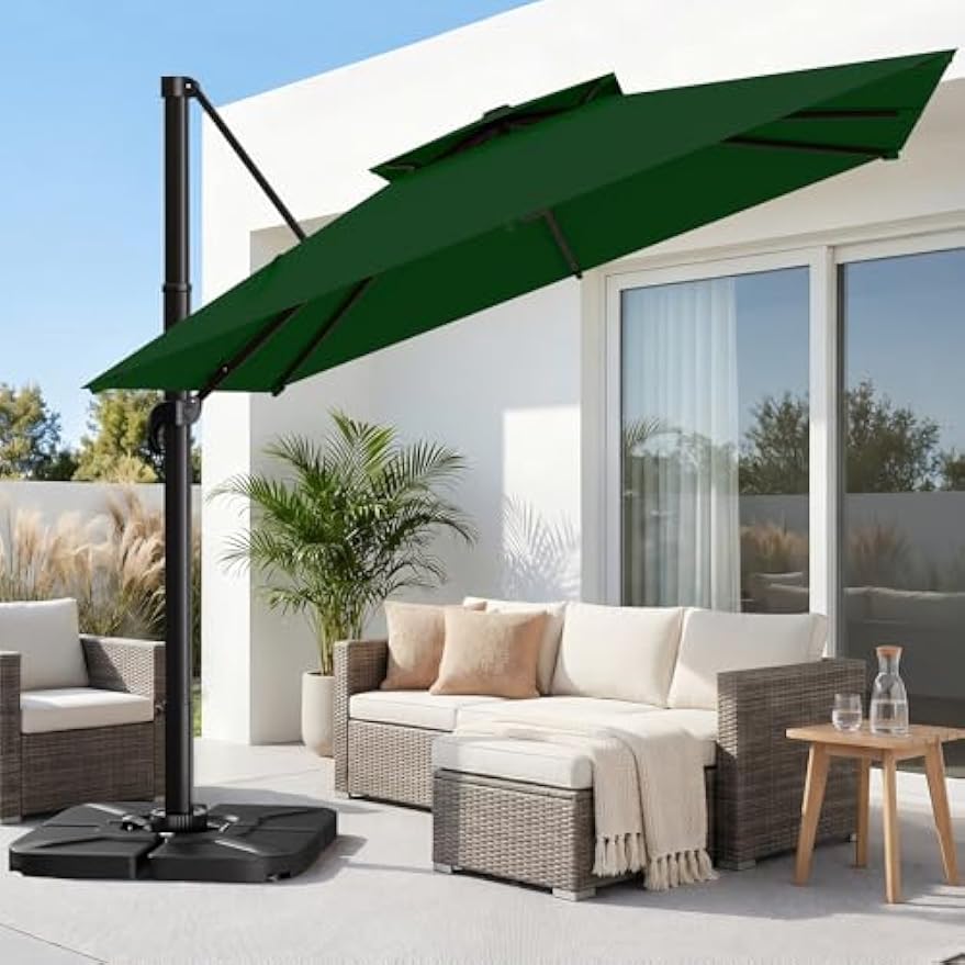 Double‑Top Rotating Square Offset Cantilever Patio Umbrella