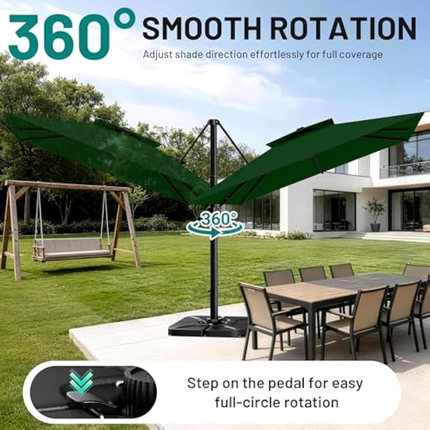 Double‑Top Rotating Square Offset Cantilever Patio Umbrella