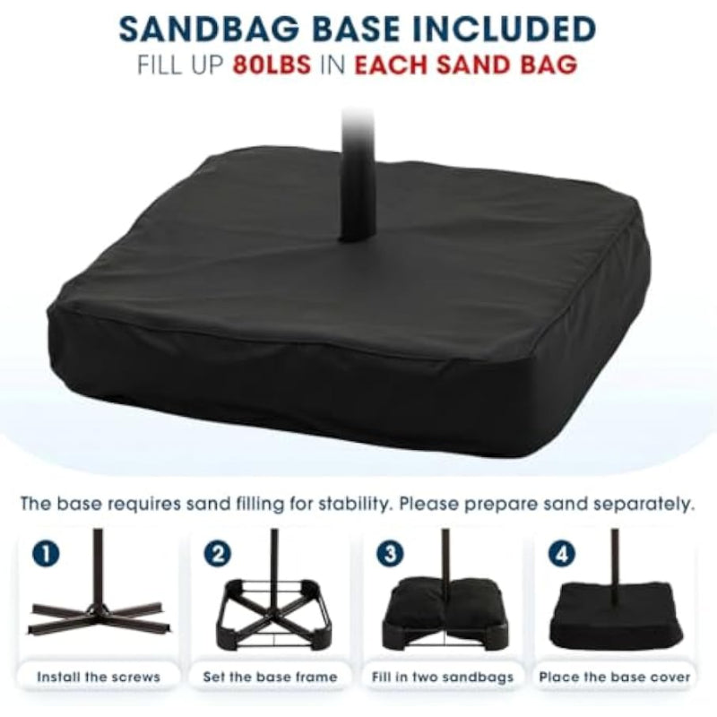 Offset Cantilever Patio Umbrella with Sandbag Base