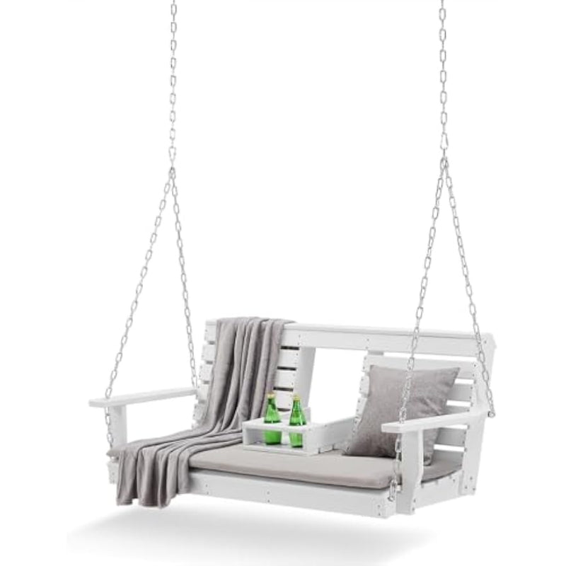 Heavy‑Duty HDPE Porch Swing with Cup Holders