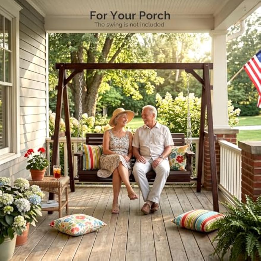 Rustic Wooden Porch Swing Frame