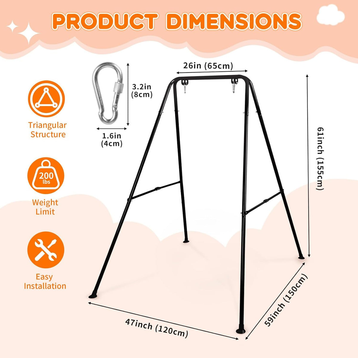 Foldable Heavy‑Duty A‑Frame Baby Swing Stand