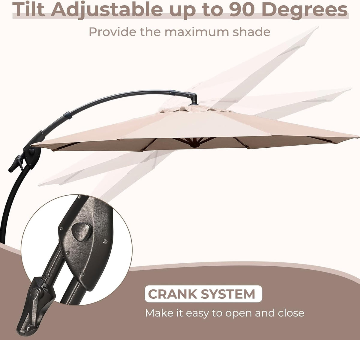 11FT Round Offset Cantilever Patio Umbrella with Base