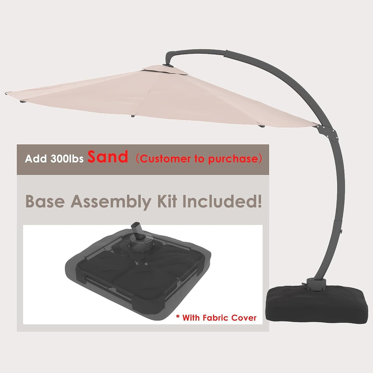 All‑Aluminum Rotating Offset Cantilever Patio Umbrella with Base