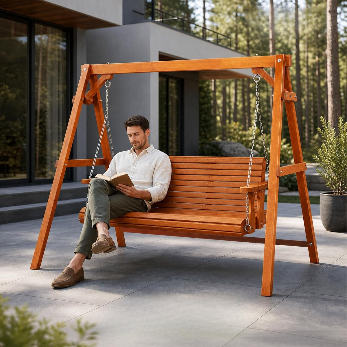 Wooden Porch Swing Frame for 5FT Swing