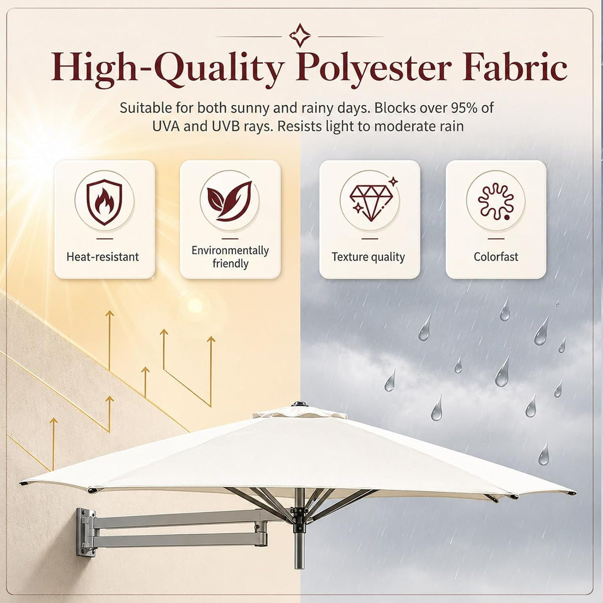 Foldable Wall‑Mounted Patio Umbrella
