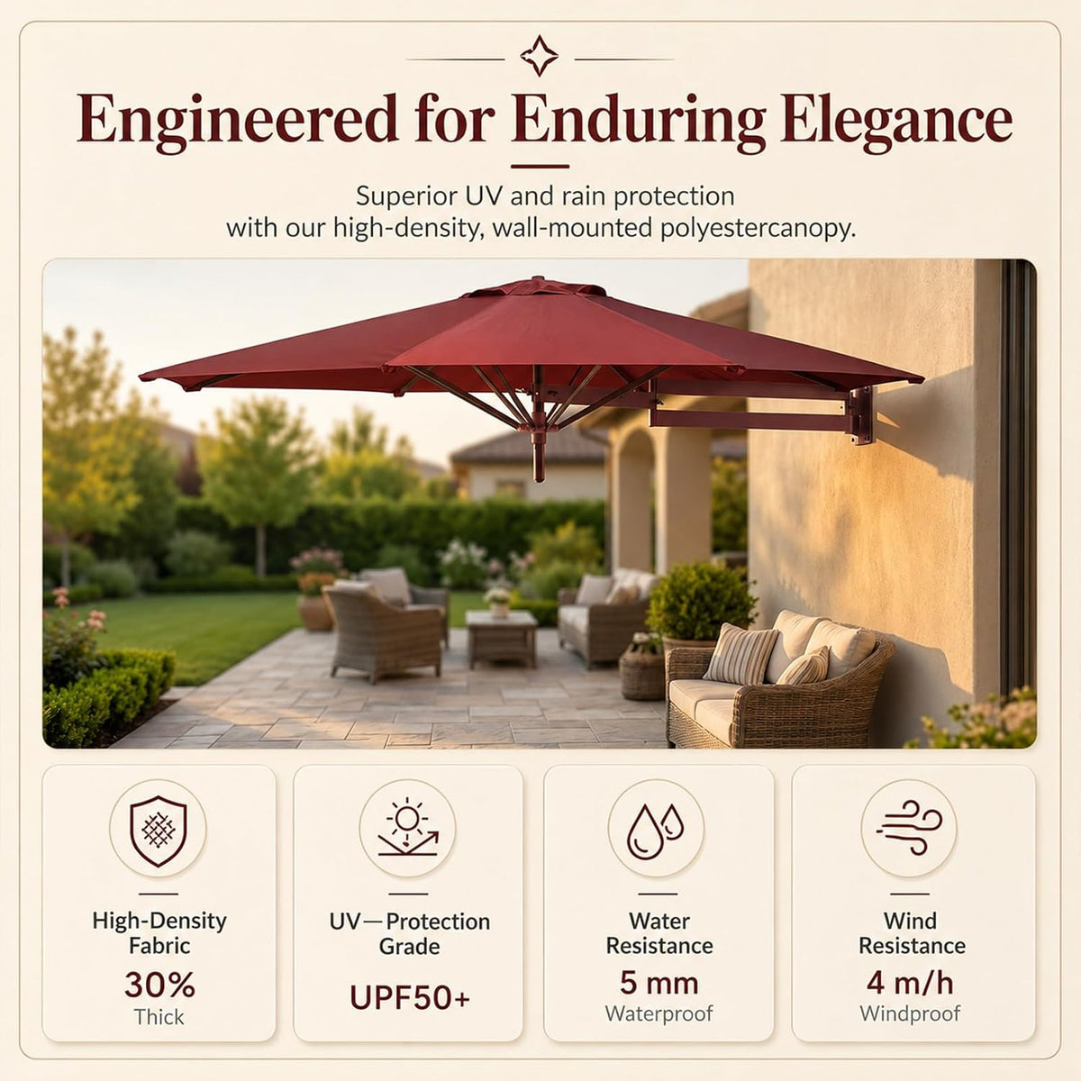 Foldable Wall‑Mounted Patio Umbrella
