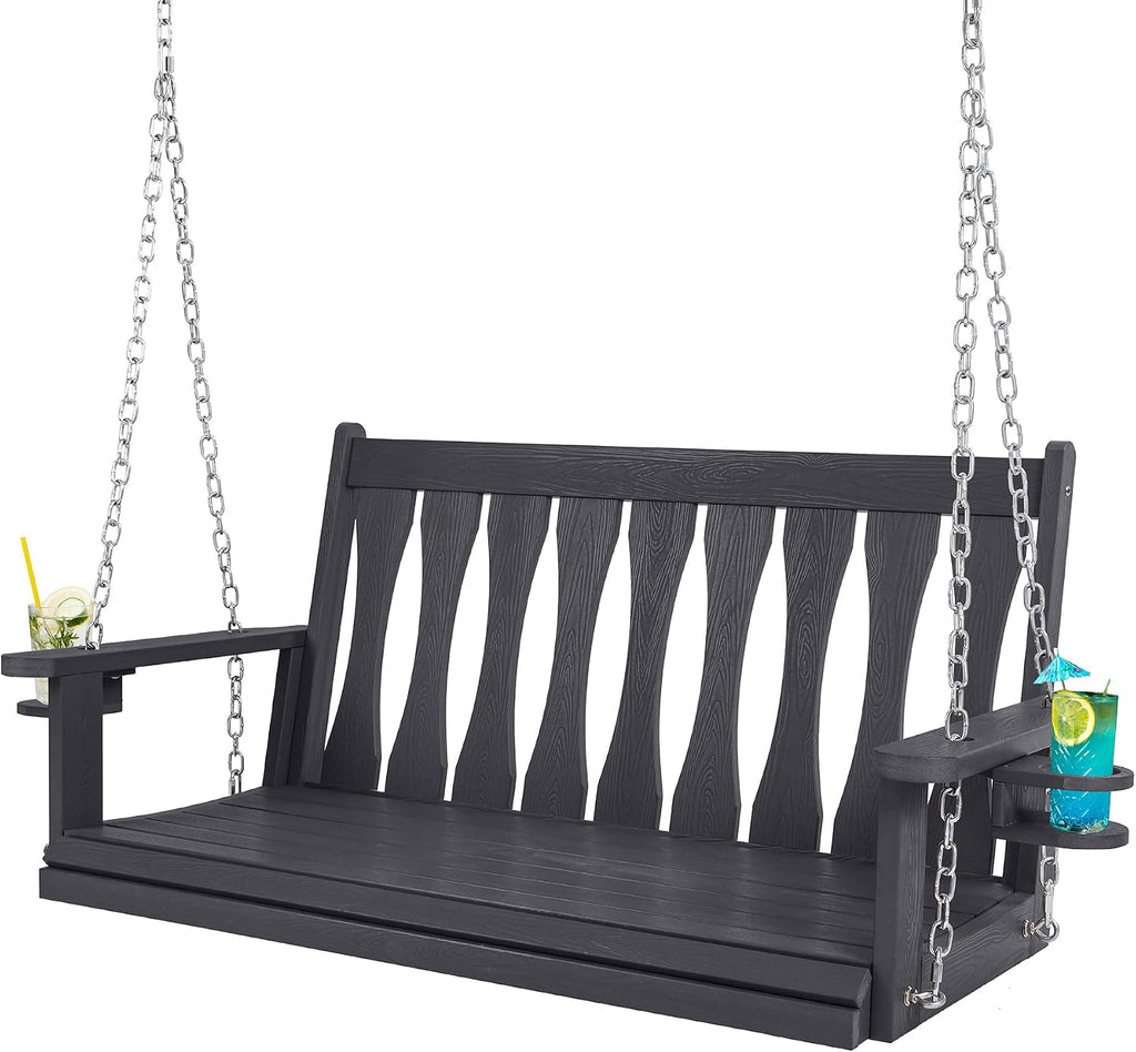 2‑Seat All‑Weather Hanging Porch Swing Bench