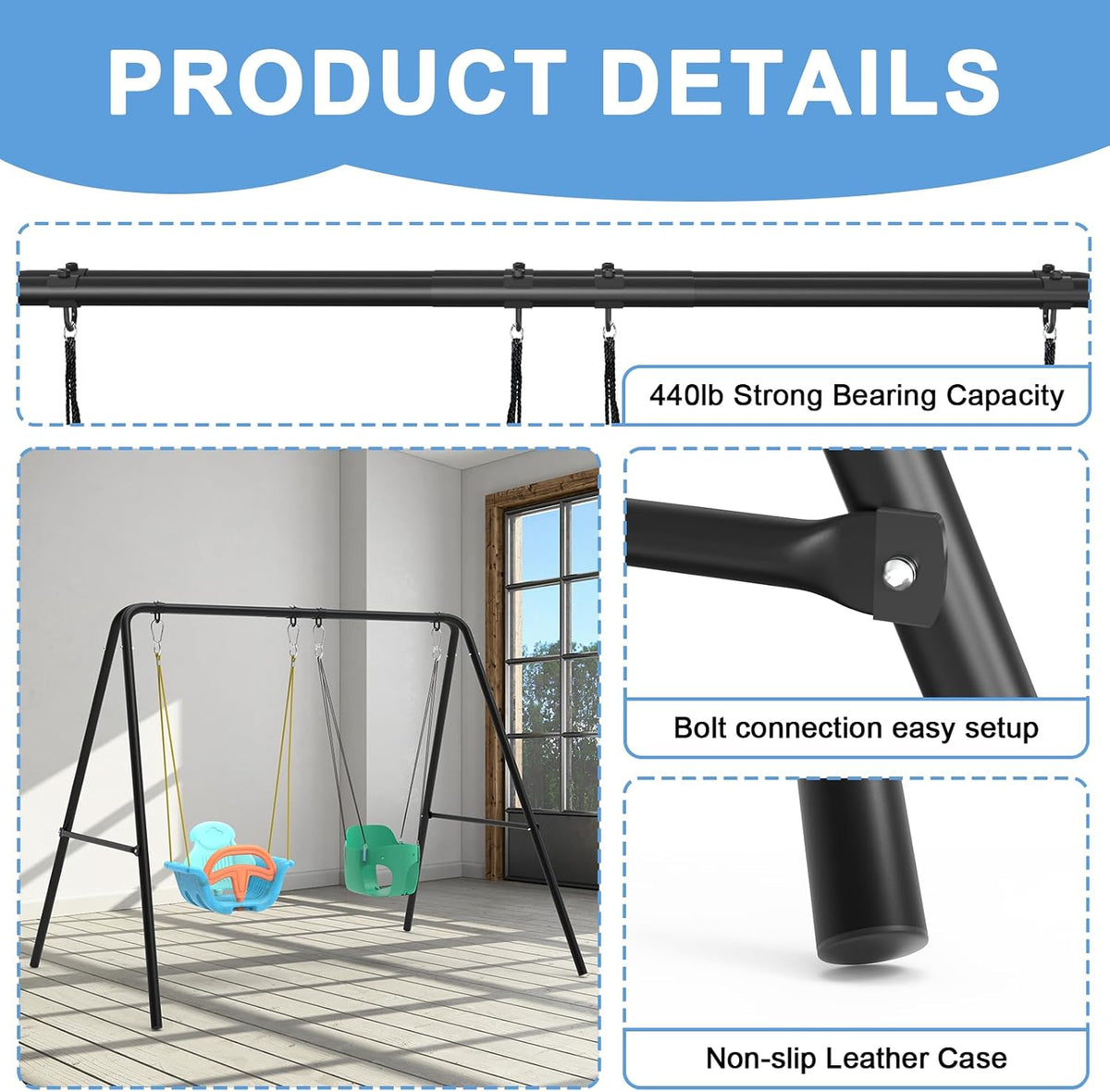 2‑Seat Heavy‑Duty A‑Frame Swing Stand