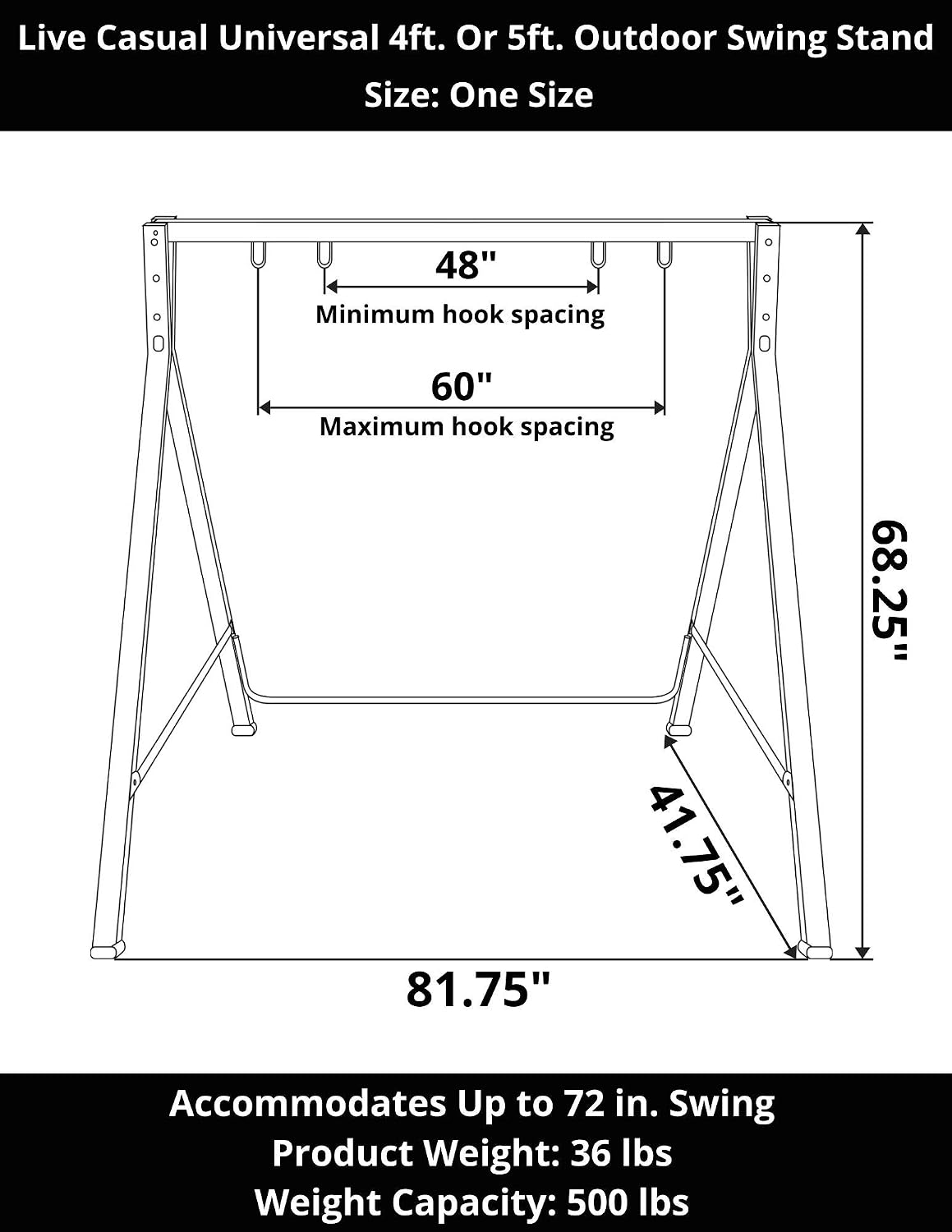 Heavy‑Duty Metal Porch Swing Stand Frame