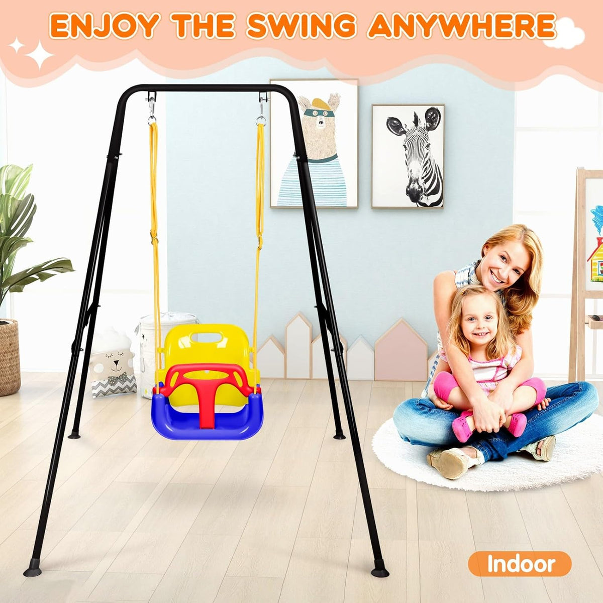 Foldable Heavy‑Duty A‑Frame Baby Swing Stand