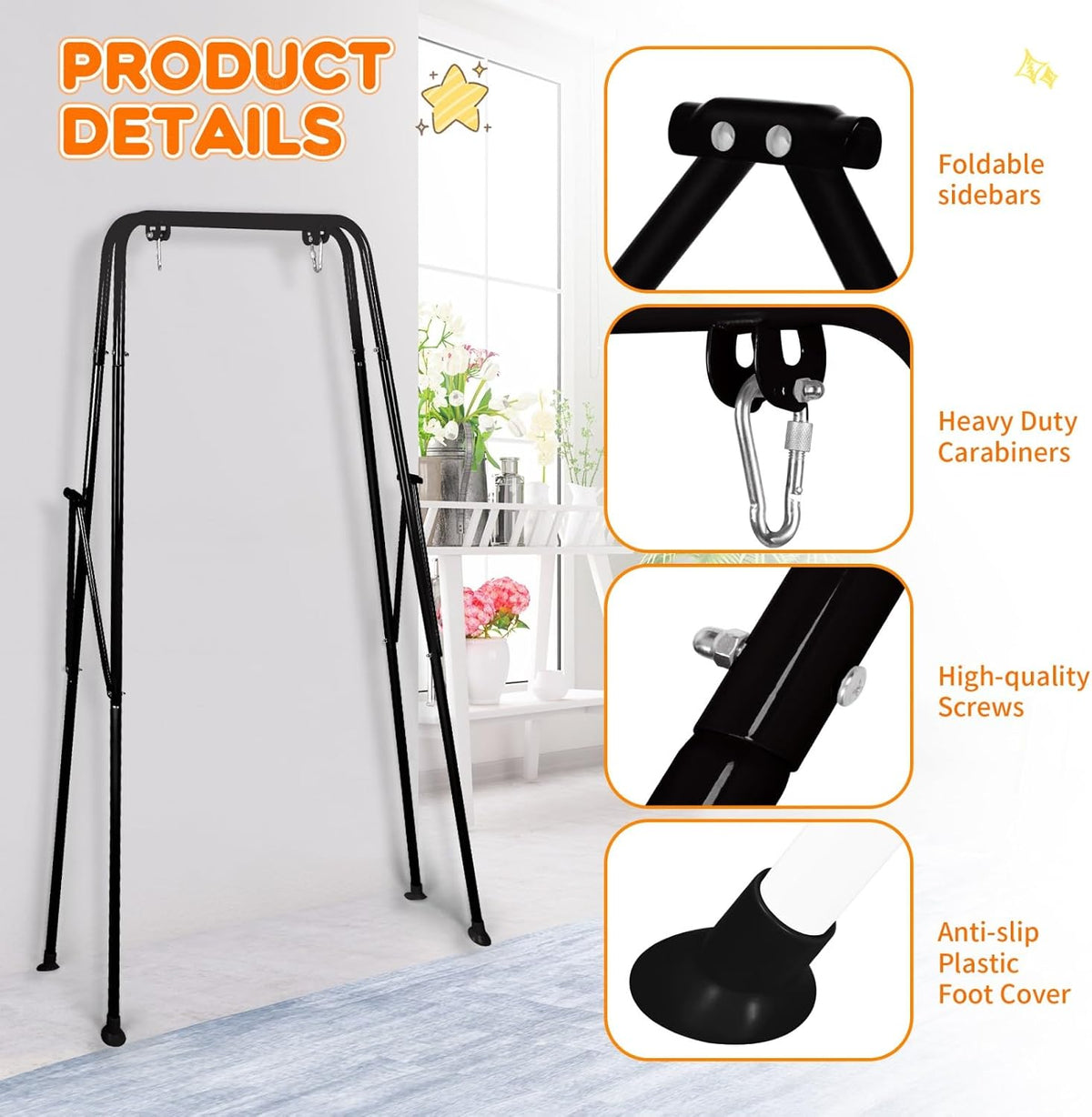 Foldable Heavy‑Duty A‑Frame Baby Swing Stand