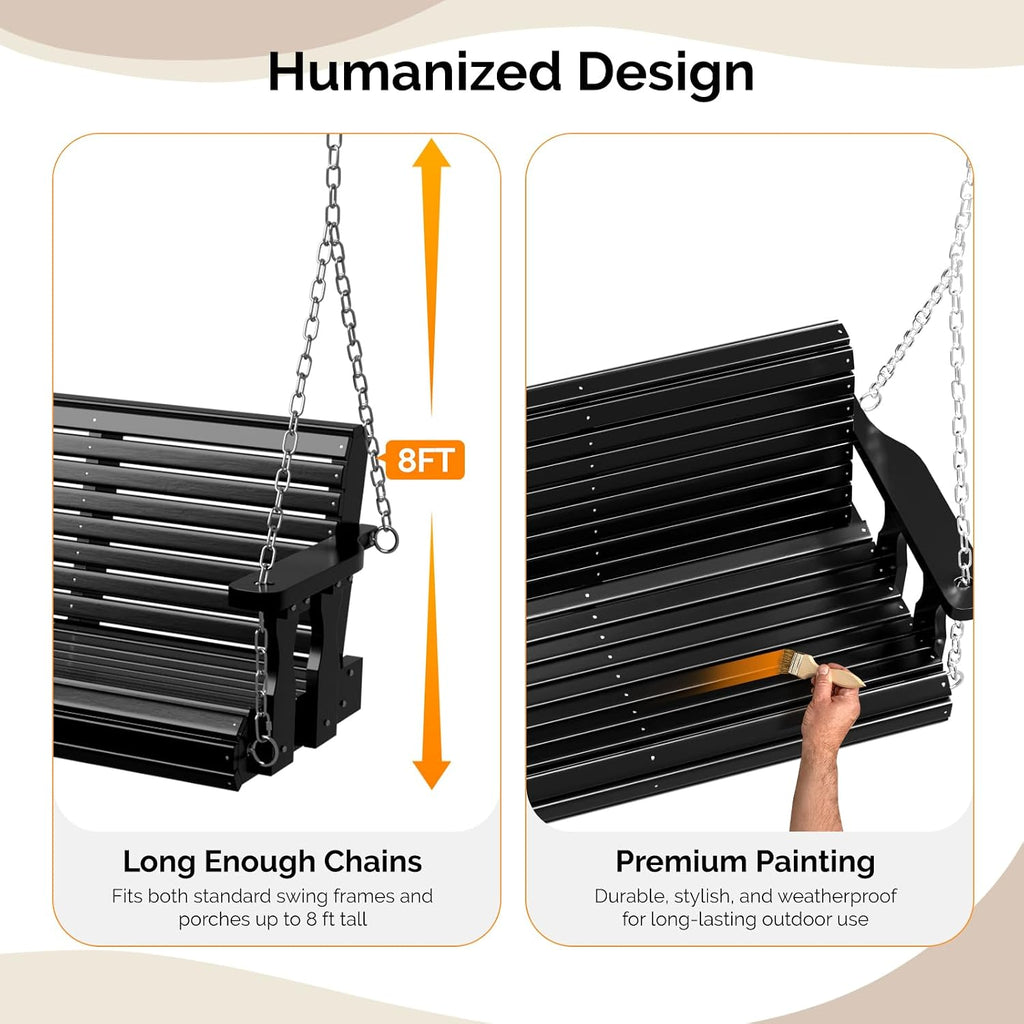 Heavy‑Duty Wooden Porch Swing