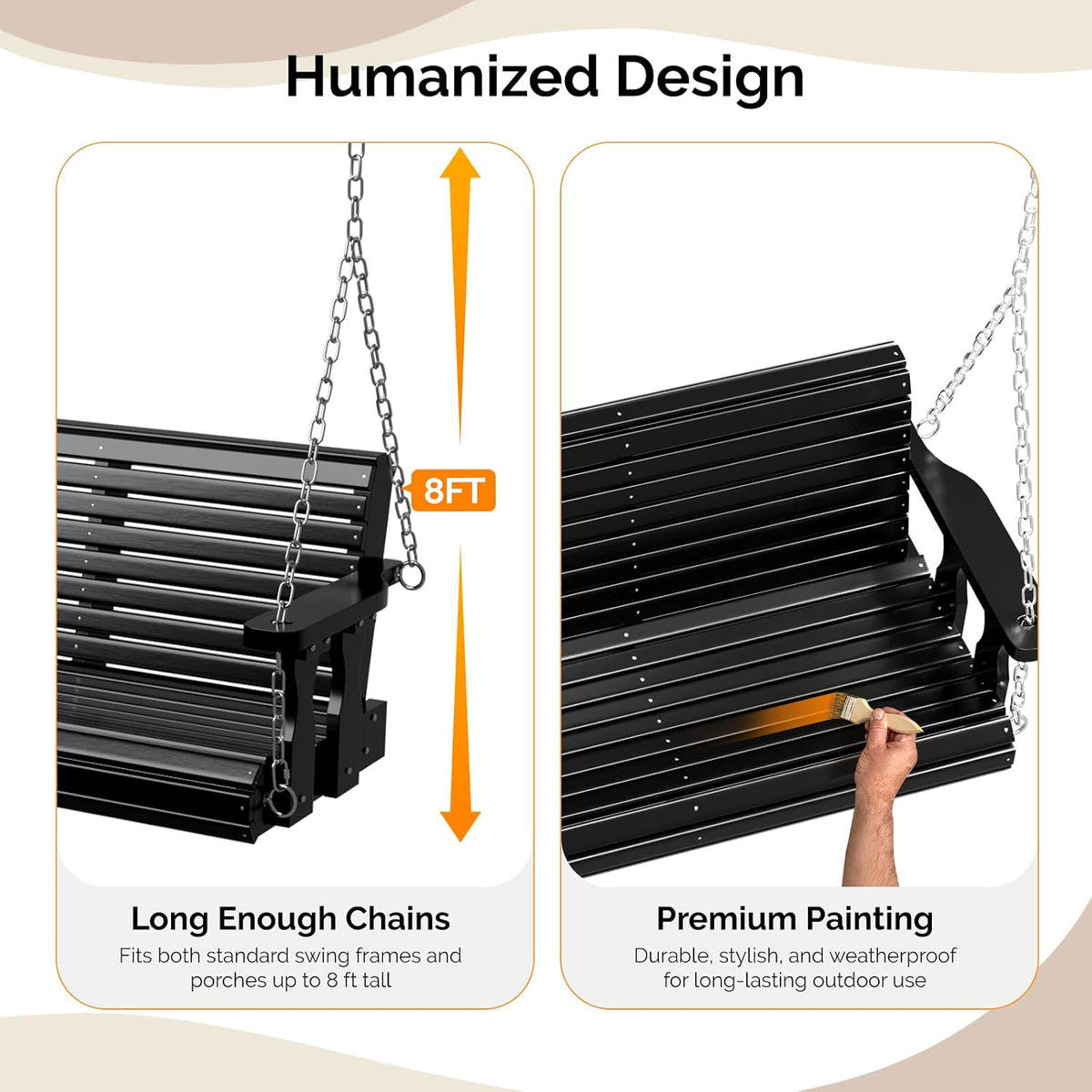 Heavy‑Duty Wooden Porch Swing