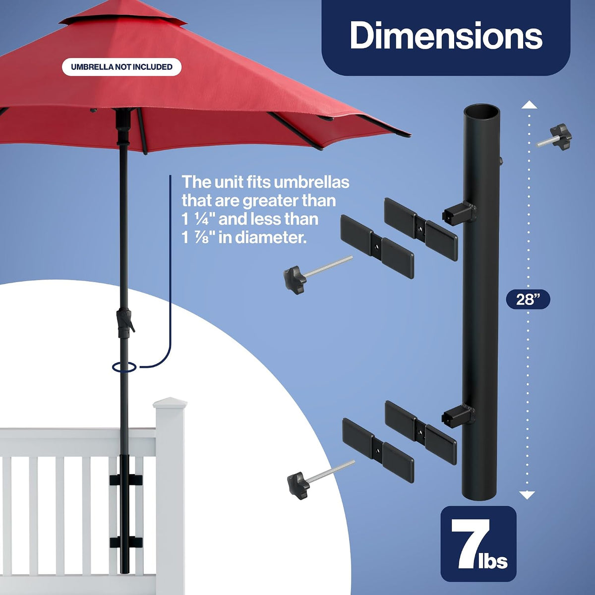 Railing‑Mount Patio Umbrella Holder