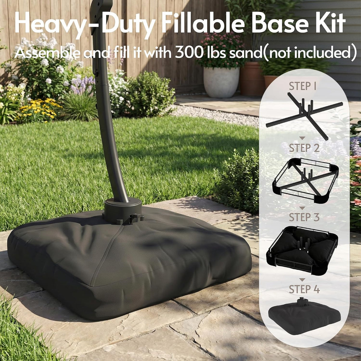 All‑Aluminum Rotating Offset Cantilever Patio Umbrella with Base