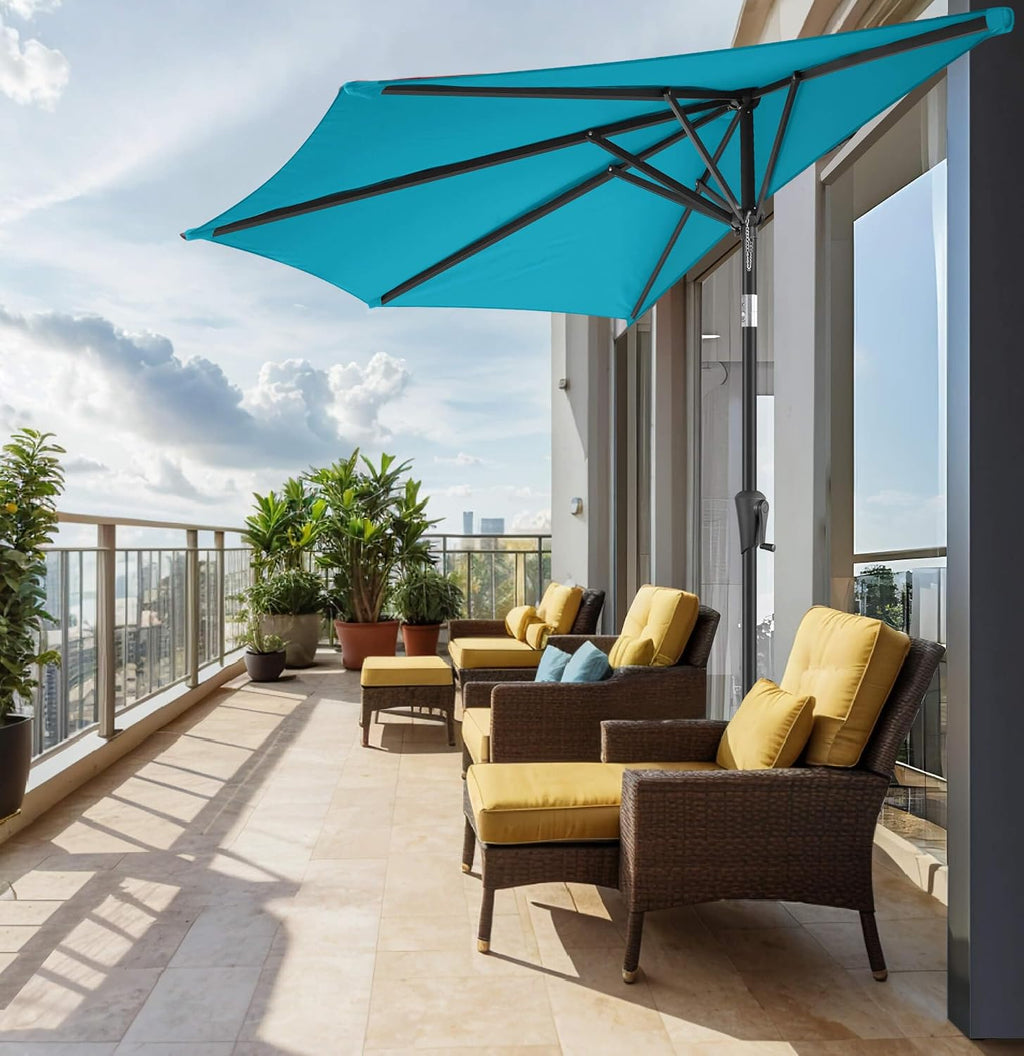 Push‑Button Tilt Half Round Patio Umbrella