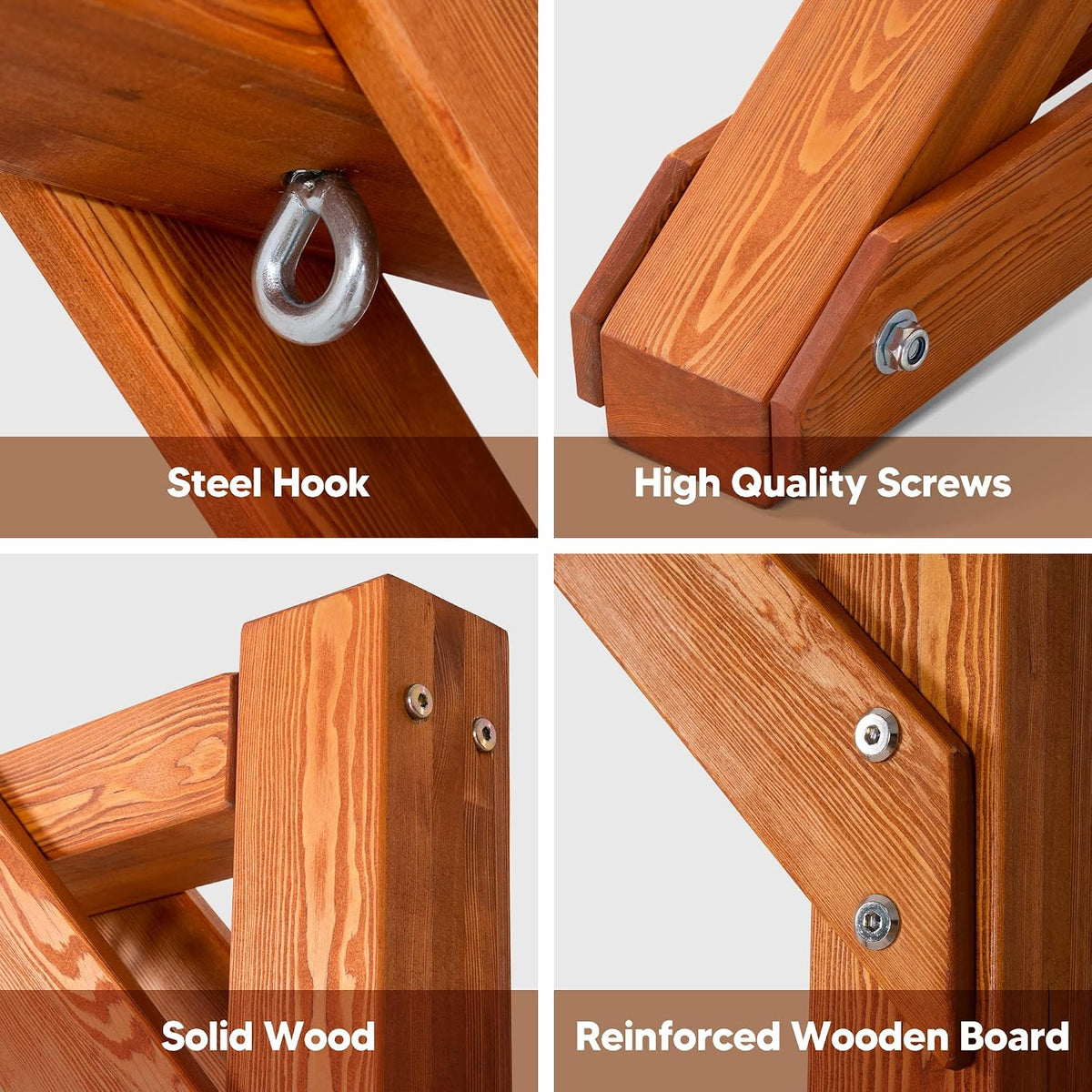 Heavy‑Duty Wooden Porch Swing Bench Stand