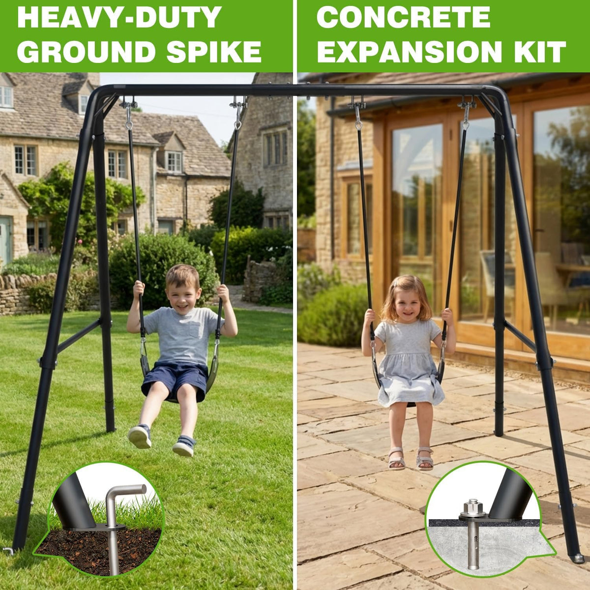 Adjustable‑Height Heavy‑Duty Metal Porch Swing Stand