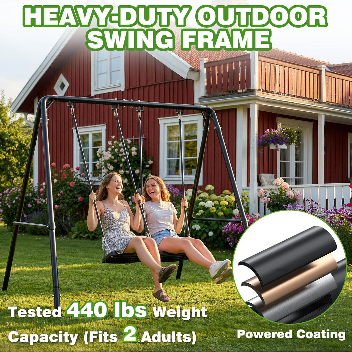 Adjustable‑Height Heavy‑Duty Metal Porch Swing Stand