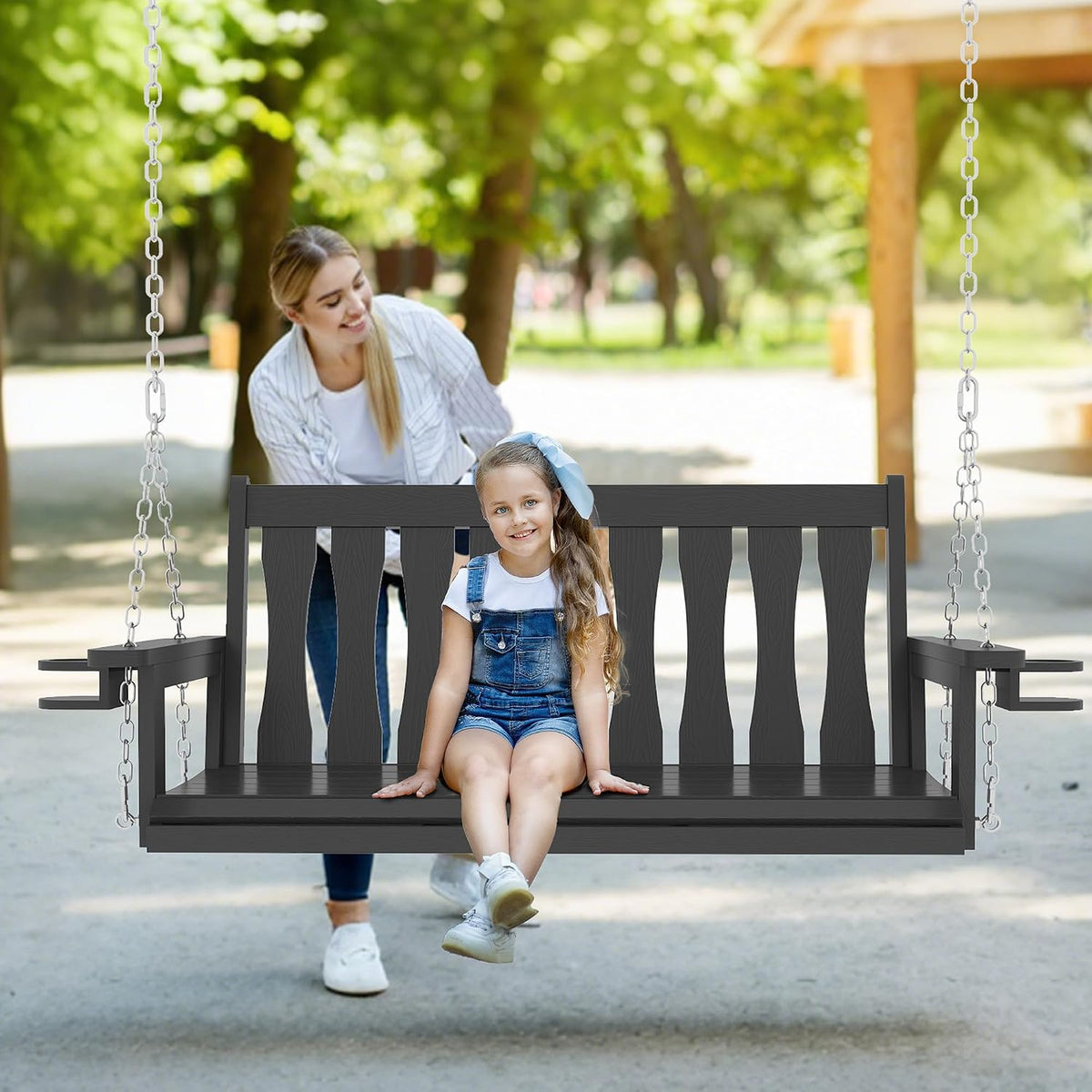 2‑Seat All‑Weather Hanging Porch Swing Bench