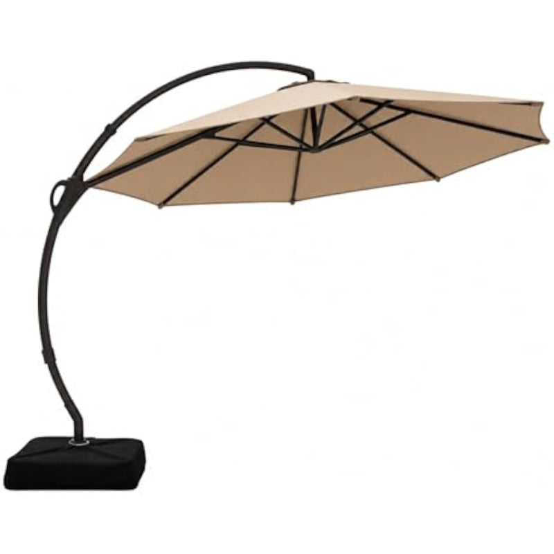 Curvy Rotating Offset Cantilever Patio Umbrella with Base
