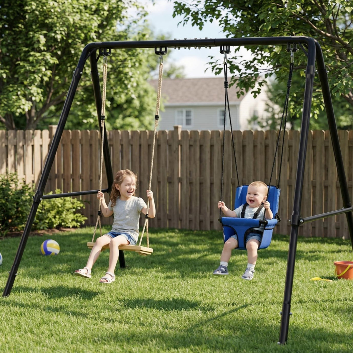 Adjustable‑Height Heavy‑Duty Metal Porch Swing Stand