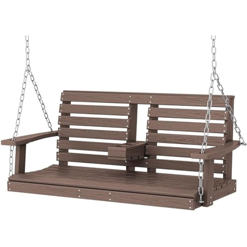 Outdoor Hanging Porch Swing with Cup Holders