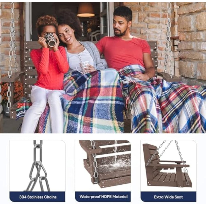 Outdoor Hanging Porch Swing with Cup Holders