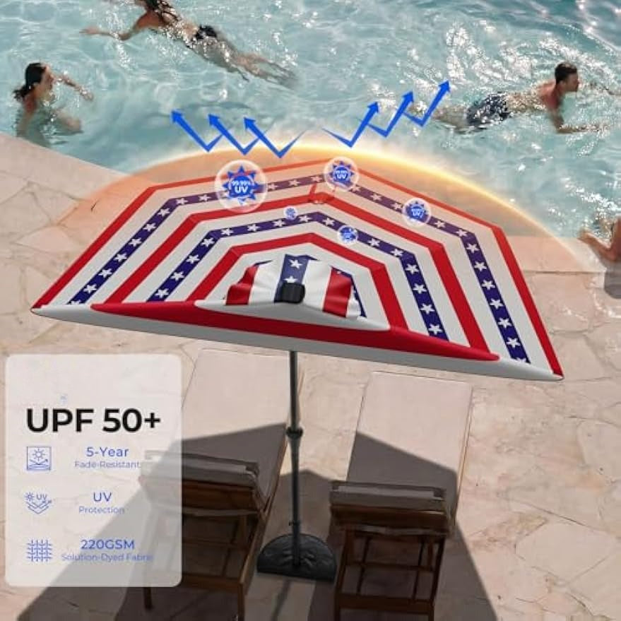 Solar LED Half Patio Umbrella for Balcony