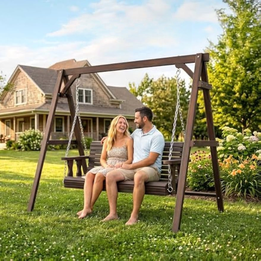Rustic Wooden Porch Swing Frame