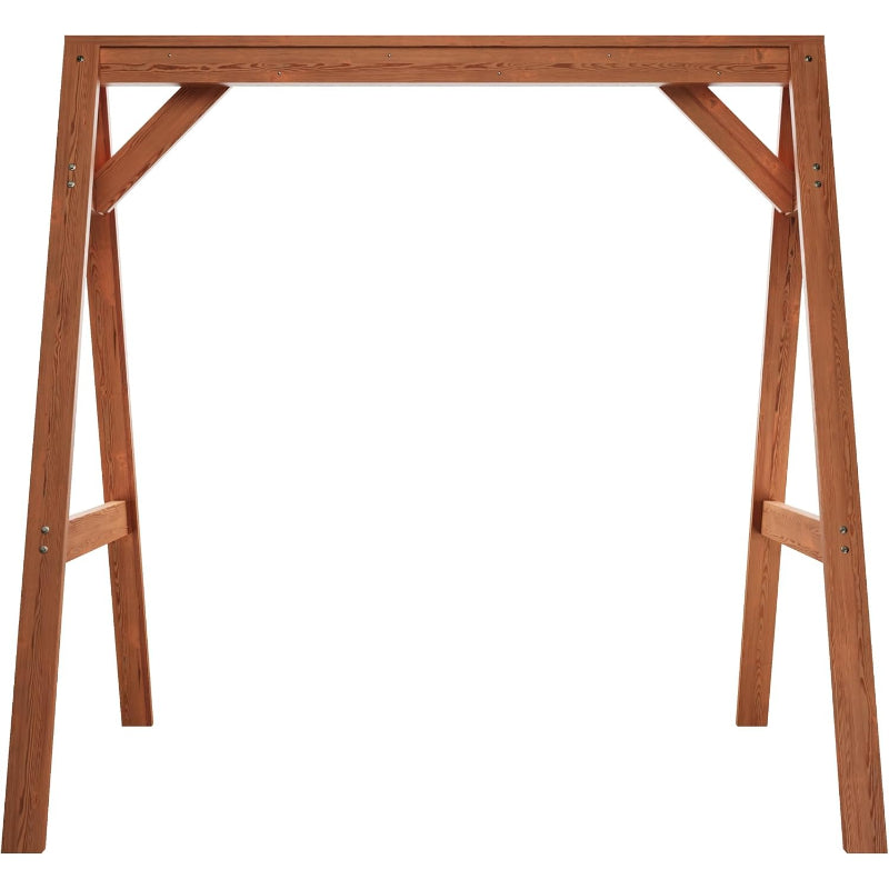 Cedar‑Stained A‑Frame Porch Swing Stand